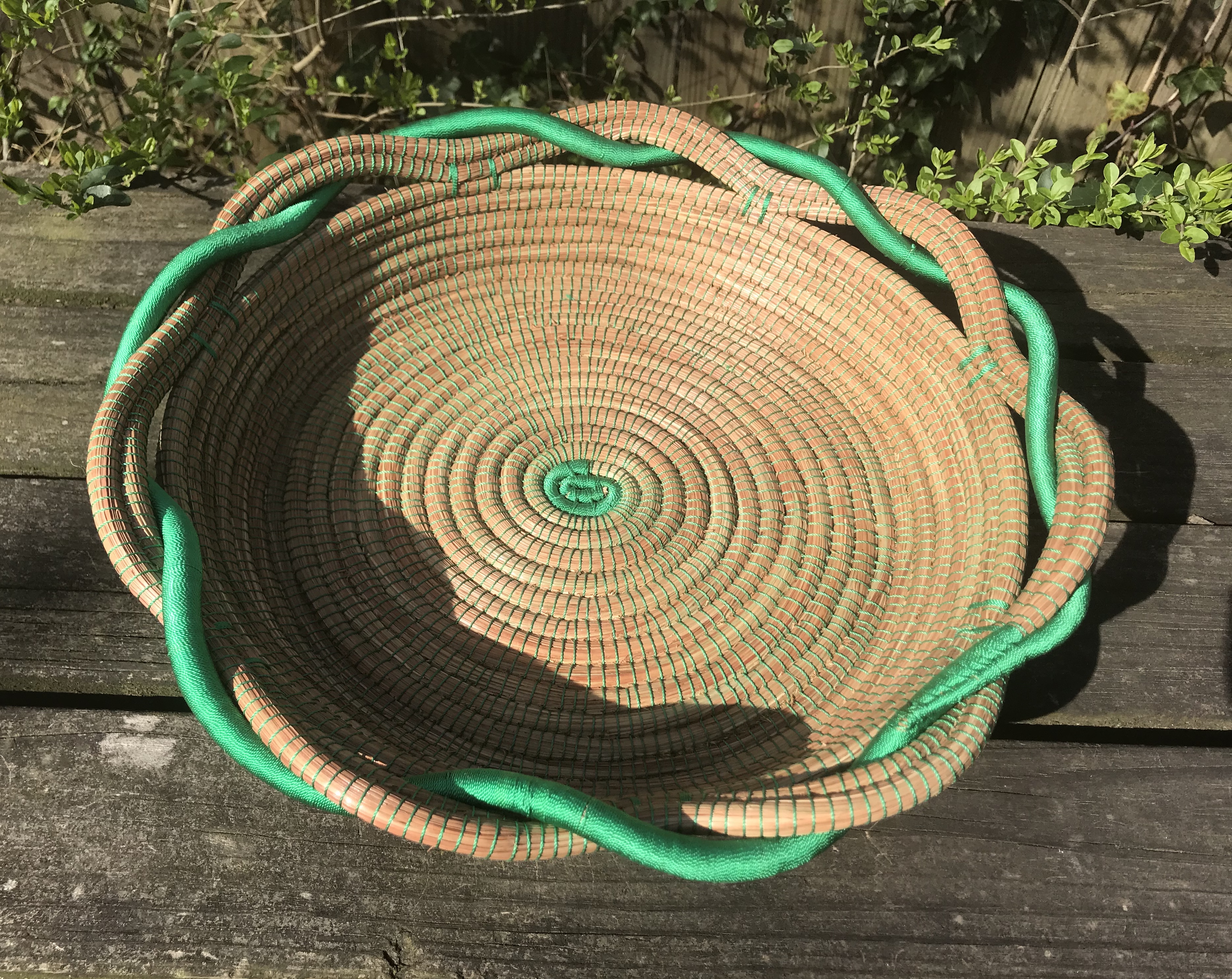 Green Pine Needle Basket Braided Design Nicaraguan Handmade Basket – Fair Trade Handcrafted