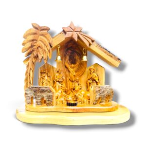Large Handmade Olive Wood Resin Nativity Scene